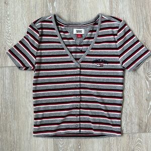 Tommy Hilfiger‎ Jeans Ribbed Button Down Crop Top